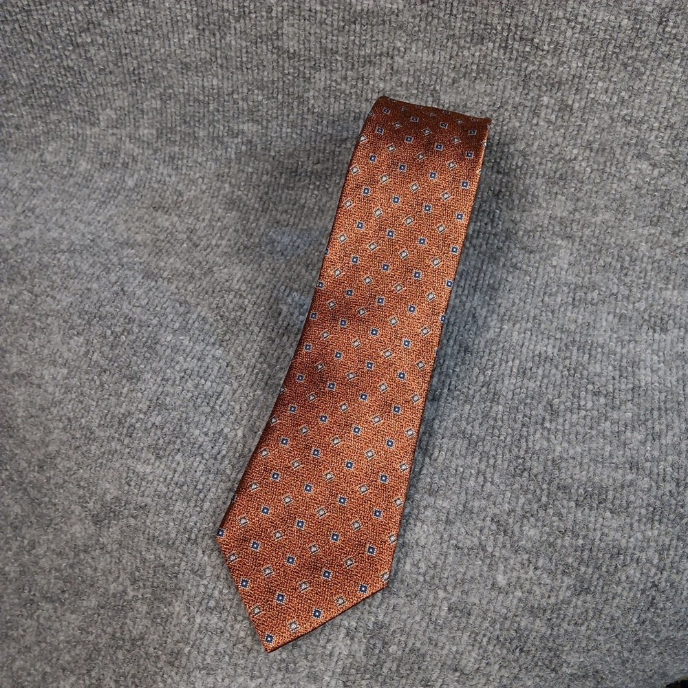 Jos A Bank Reserve Orange Geometric Silk Tie Business Formal Necktie Mens